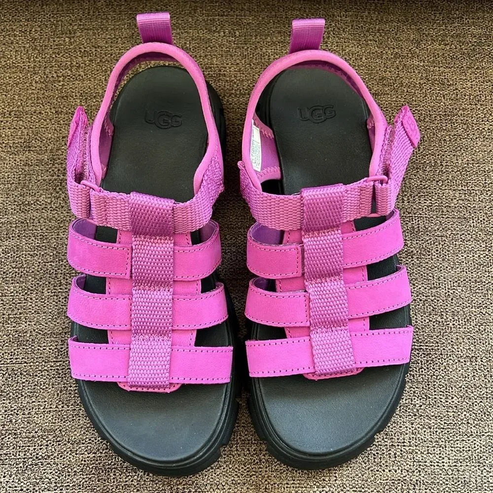 New UGG Ashton Multistrap Chunky Sandals Girls Size 2 (Youth) in Pink